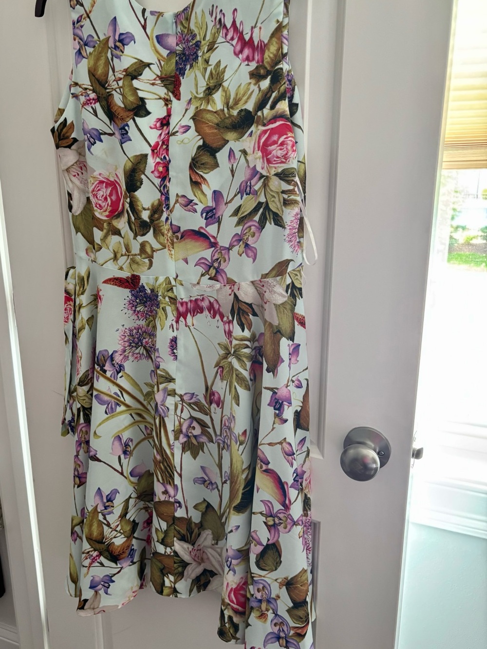 Gabby Skye Mint Floral Midi Dress with Pink & Green Accents